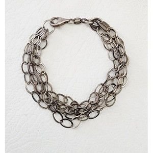 925 Milor Italy Bracelet Sterling Silver 5 Row Multi Strand Oval Links 7.5"